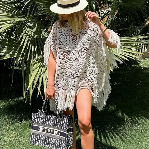 Zara Crochet Fringe kaftan Cover-Up - Picture 2 of 5